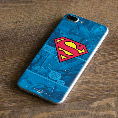 DC Comics Superman Logo Background Pattern iPhone 8 Plus Skin